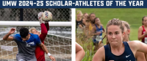 Senior student-athletes Freddy Rogers and Jessica Oberlies have been named the 2024-25 University of Mary Washington Male and Female Athletes of the Year.